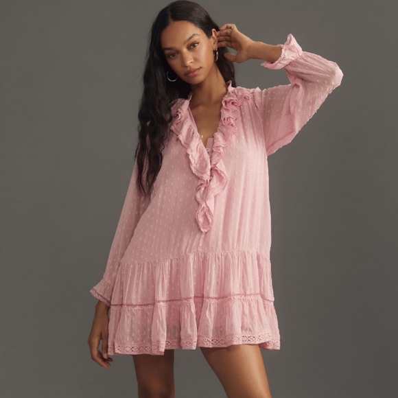 Anthropologie Dresses & Skirts - NWT Anthropologie Long-Sleeve V-Neck Ruffled Tunic Dress XL
